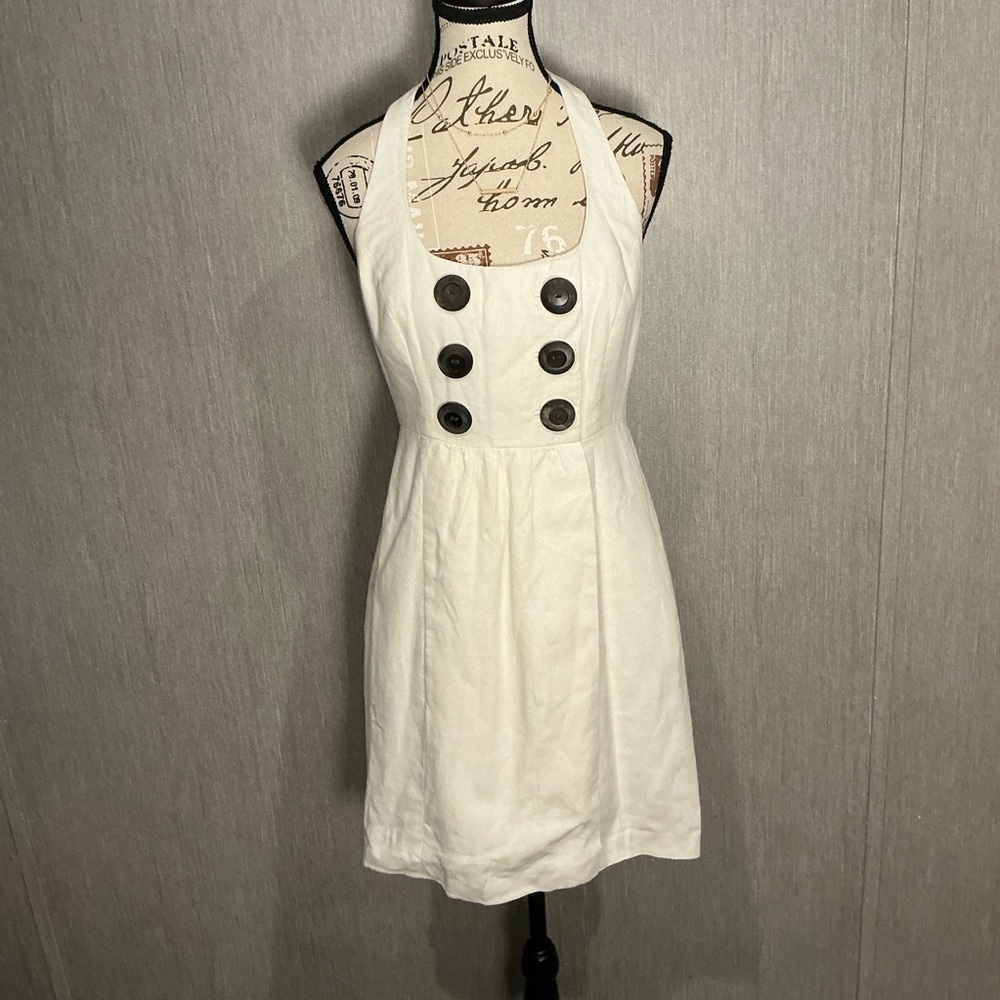 Milly White Halter Mini Dress with Button Detail Size 6